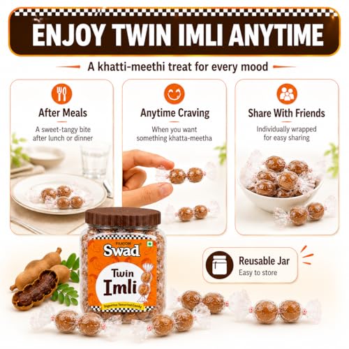Image of SWAD Twin Imli Candy, Chulbuli Imli Treat, Khatti Mithi Imli Candy 320g Jar