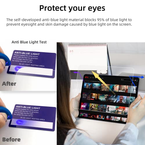 Image of 2 PACK Paper Screen Protector for iPad Pro 11 In (2022,2021,2020,2018) /iPad Air 5th (2022) /iPad Air 4th Gen (2020) 10.9 inch, Matte Anti Glare Blue Light Filter PET Feel Like Paper Screen Shield, Bubble Free HD Texture Film for Writing, Drawing and Taking Notes