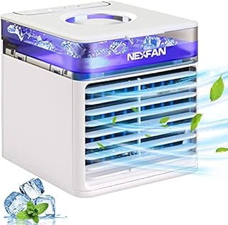 Portable Air Cooler, Micacorn Personal Space Air Conditioner, 4 in 1 Air Cooler Humidifier Air Purifier and Desk Evaporative Cooling Fan USB with 7 Colors LED 3 Speeds for Home Office(White)
