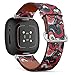 CJBROES Replacement Leather Watch Band, Compatible with Fitbit Versa 3 and Fitbit Sense of Wristband Bracelet Accessory - Colored Retro Doodle Wool Texture