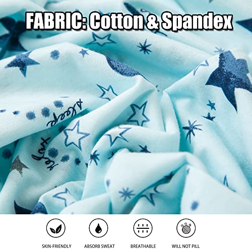 Doovid Women's Nightgown Short Sleeves Sleepwear Cotton Night Shirts Casual Loose Print Nightdress Green Stars X-Large #TOP4