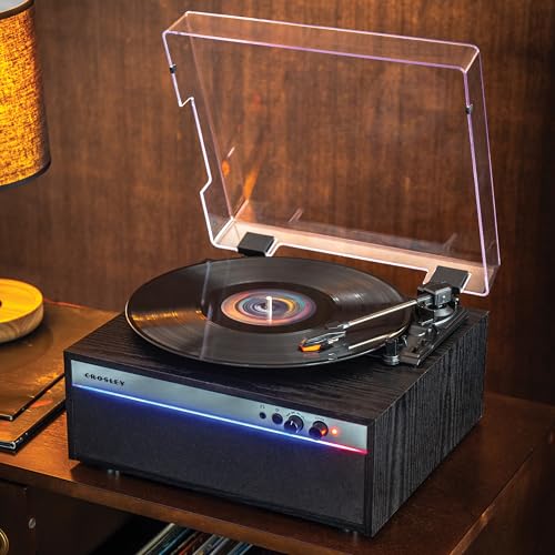Crosley CR6048A-BK Strobe Bluetooth Vinyl Record Player with Music Sync Color Changing LED Lights, Black - Les Beatles, Paul McCartney, John Lennon, RIngo Starr, George Harrison Crosley CR6048A-BK Strobe Bluetooth Vinyl Record Player with Music Sync Color Changing LED Lights, Black – Image 6