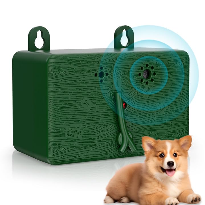 QEWEUUIE Anti barking device for dogs,4 Modes bark shield for dogs,50 feet, waterproof, wall mounted dog barking deterrent devices,Indoor Outdoor- Stop Dog Barking Device Barkshield Bark Deter