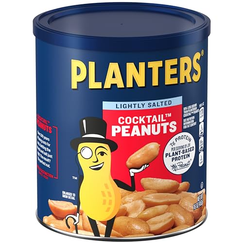 Image of PLANTERS Dry Roasted Peanuts, Plant-Based Protein, Lightly Salted, Peanut Snack, 16 Oz Jar (Pack of 2)