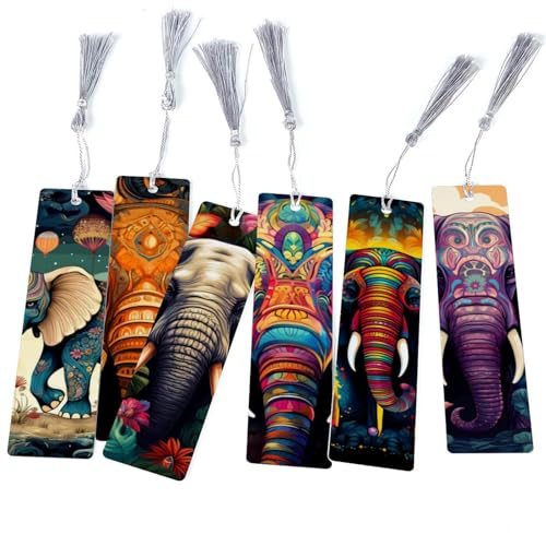 Lot de 6 marque-pages éléphant rigides et colorés pour protéger vos livres