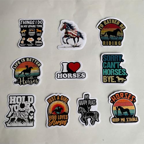 Image of (Set of 10) Horse Riding Hold Your Horses Keep Me Stable I'd Rather be Riding Life is Better with Horses Stickers Suitable for ​​Water Bottles Laptop Car 3 Inches