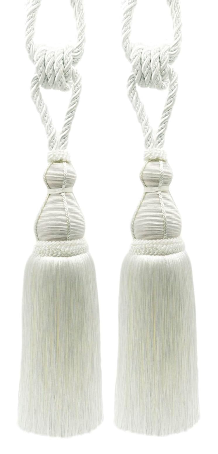 Abrazadera de cortina elegante con borla de 30.5 cm Noblesse blanco puro