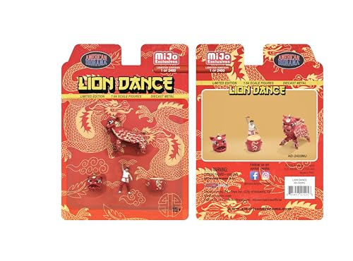 Figurines Nouvel An chinois Danse du lion 1:64 American Diorama en métal
