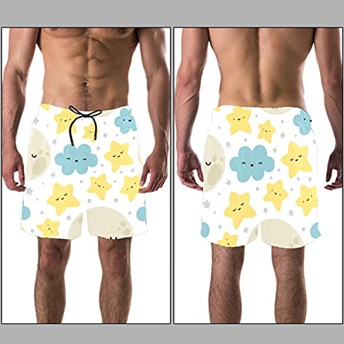 Short de bain lune nuage étoiles de qualité supérieure avec filet - 3