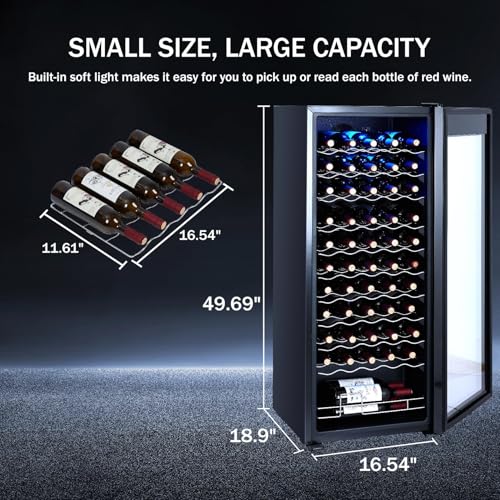 55-Bottle Beverage Refrigerator Countertop Wine Cooler with Glass Door, Adjustable Shelves & Digital Temperature Display, 41-64℉, Mini Fridge for Wine, Beer, Soda, Drinks for Home, Office