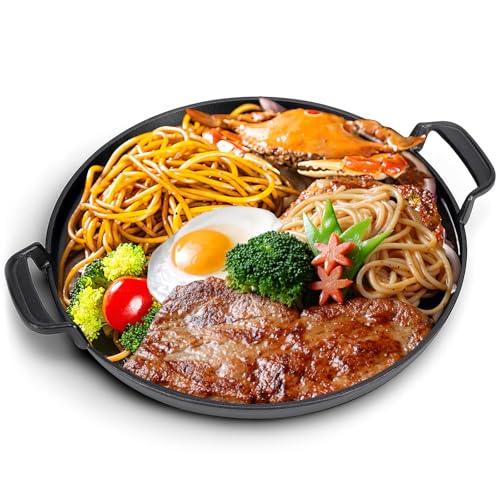 GFTIME 30.9CM Round Griddle for Weber 57CM Charcoal Grills, Weber Gourmet BBQ System, Cast Iron Charcoal Grill Griddle BBQ Part for Weber One-Touch Charcoal Grill, 1 Pack