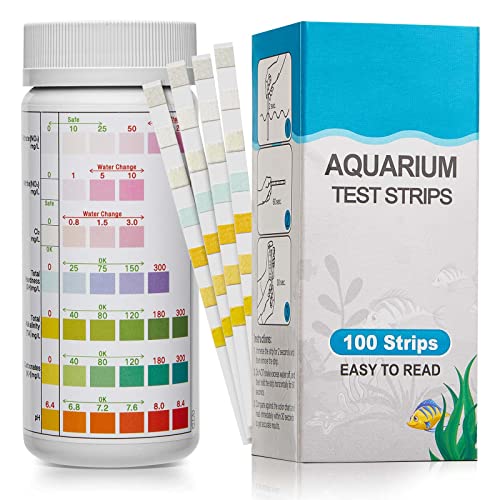 Luxbird 7 in 1 Aquarium Test Strips, Fish Tank Test Kit, 100 Strip Pack, Freshwater Aquarium Water Test Kit to Detect pH Nitrite Nitrate Chlorine Carbonate Total Alkalinity Hardness