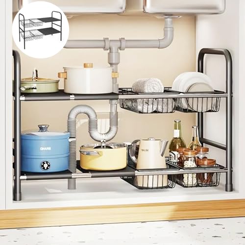 シンク下収納ラック 洗面台下収納 キッチン収納ラック キッチン シンク下...