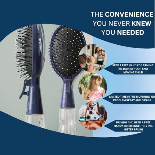 Image of Anti-Frizz Spray Hair Brush with Built-in Water Mister, Refillable Detangling Brush for Quick Styling, Smooth Hair Finishing, and Convenient Travel Use