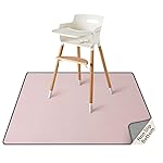 Blissful Diary Baby Splat Mat for Under High Chair, 50.4 x 50.4 Inch Wipeable Splash Mat, Waterproof and Washable, Anti-Slip Floor Protector, Blush Pink