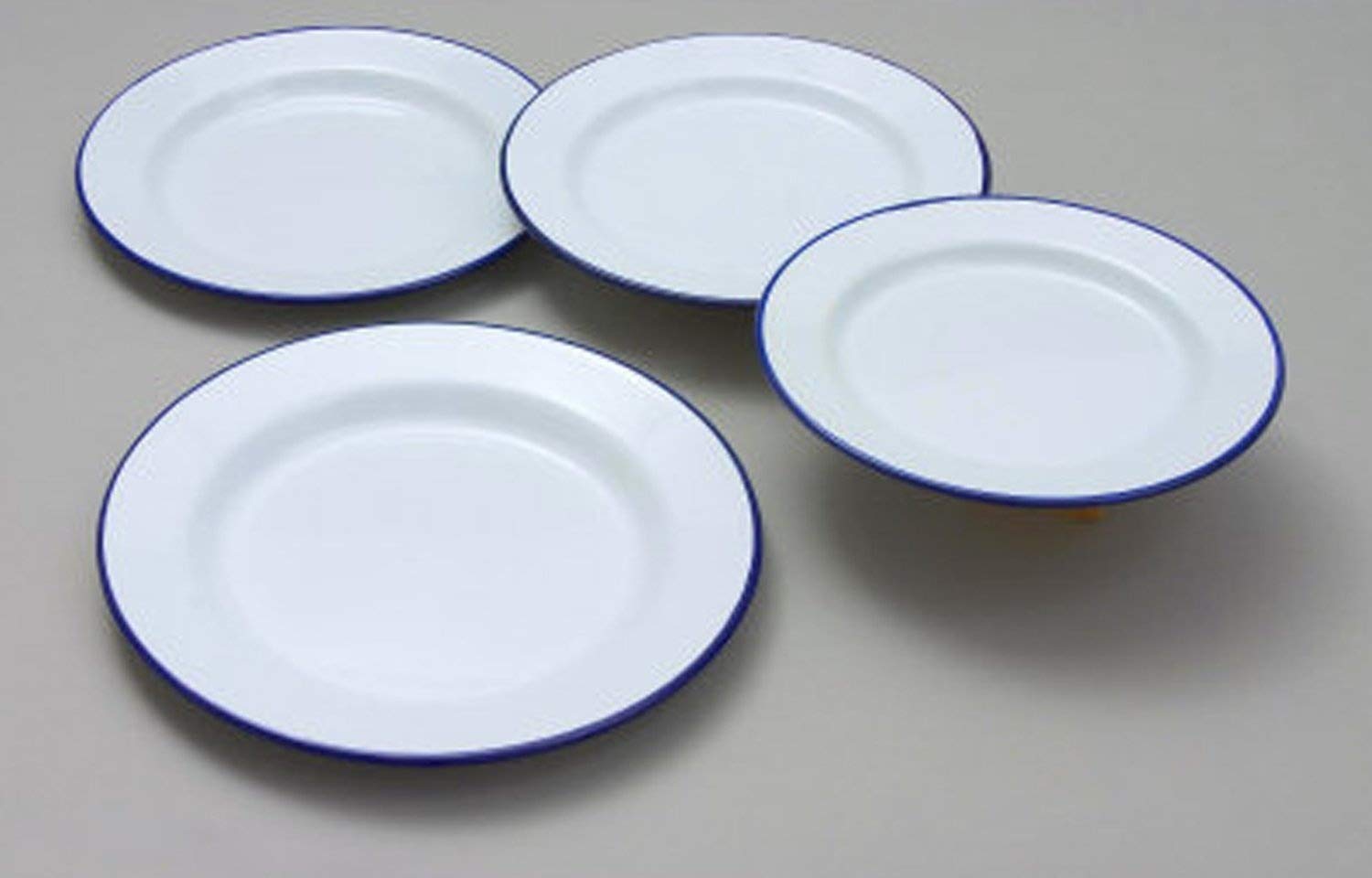 Falcon Blue,White 26Cm Enamel Round Camping Bbq Roasting Baking Pie Dinner Plate (Oven & Dishwasher Safe)
