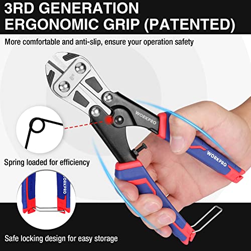 WORKPRO Mini Bolt Cutter 8inch, Spring Loaded Wire