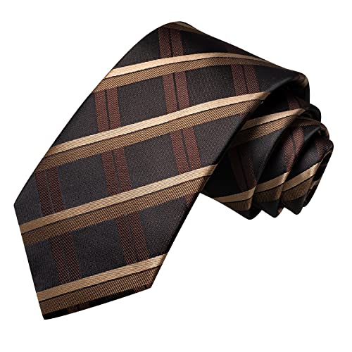 Image of Hi-Tie Men Ties Sets Silk Stripe Paisley Necktie Pocket Square Cufflinks for Business Wedding