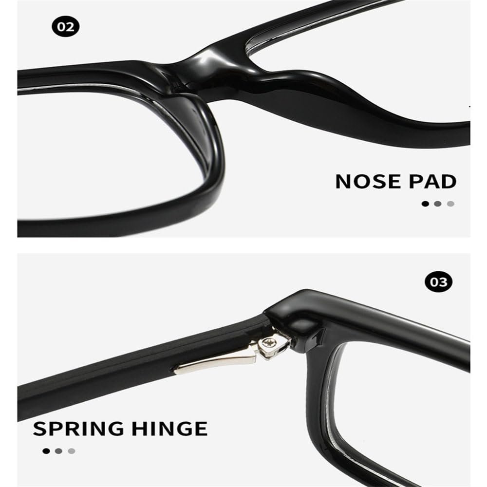 TR Ultralight Square Frame Plano-Brille für Damen und Herren, geeignet für Büro, Studium und Alltag