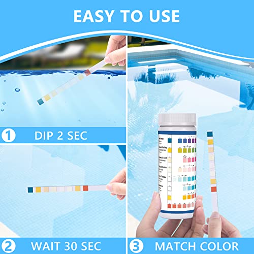 Pool Test Strips, 125Ct 8 In 1 Pool And Spa Test Strips For Hot Tub, Swimming Pools And Salt Water Pools - Easy To Test Ph, Chlorine, Alkalinity, Hardness, Cyanuric Acid, And Salt Testing Kit #TOP4