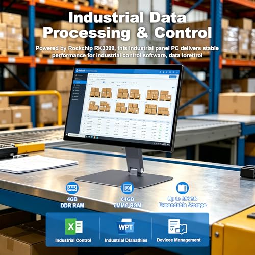 Image of 15.6 inch All-in-One Desktop Computers, Touchscreen Android 12 Industrial Panel Pc RK3399 4GB RAM /64GB ROM AIO Desktop with Pivoting Mount, HDMI 2.0 for Office /Automation /Kiosk /Bar /Warehouse