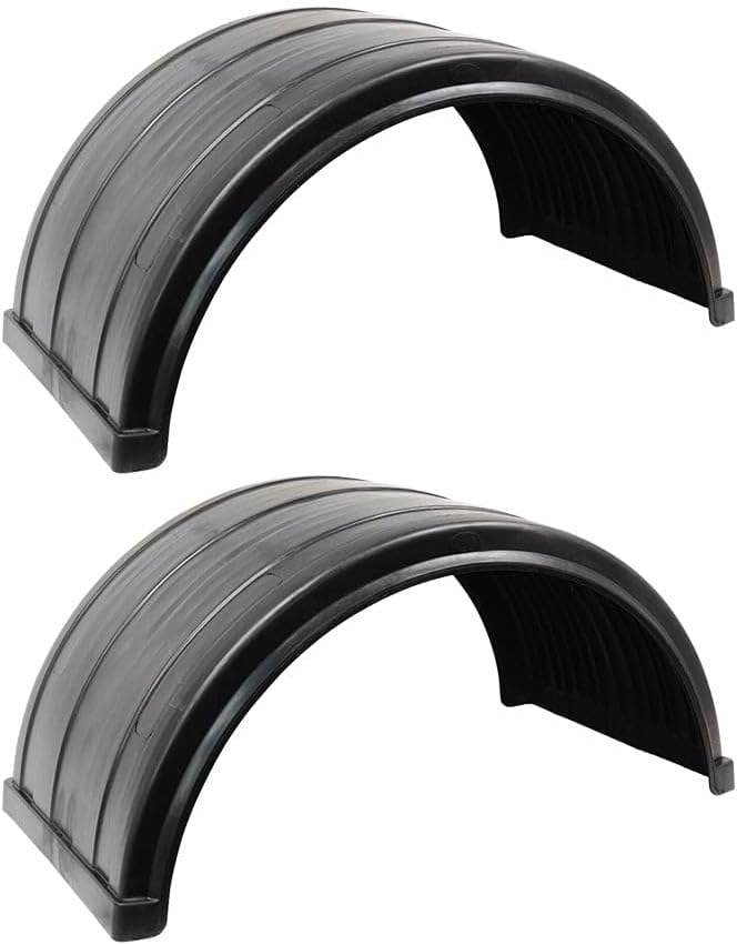 Black Ribbed Poly Fenders for 24.5" Semi Truck Trailer Rear Wheels – Durable Wheel Fender for Flatbed, Gooseneck & Dump Trucks