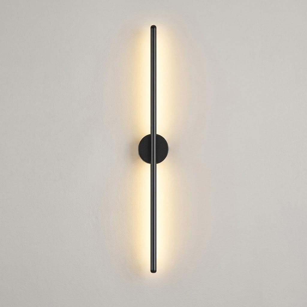 COSRUB Modern Linear LED Wall Sconce, Long Strip Wall Lamps Fixture Minimalist Slim Straight Bar Wall Washer Light for Living Room Hallway Stairs Aisle(Black(4000K),80cm/31.49in)