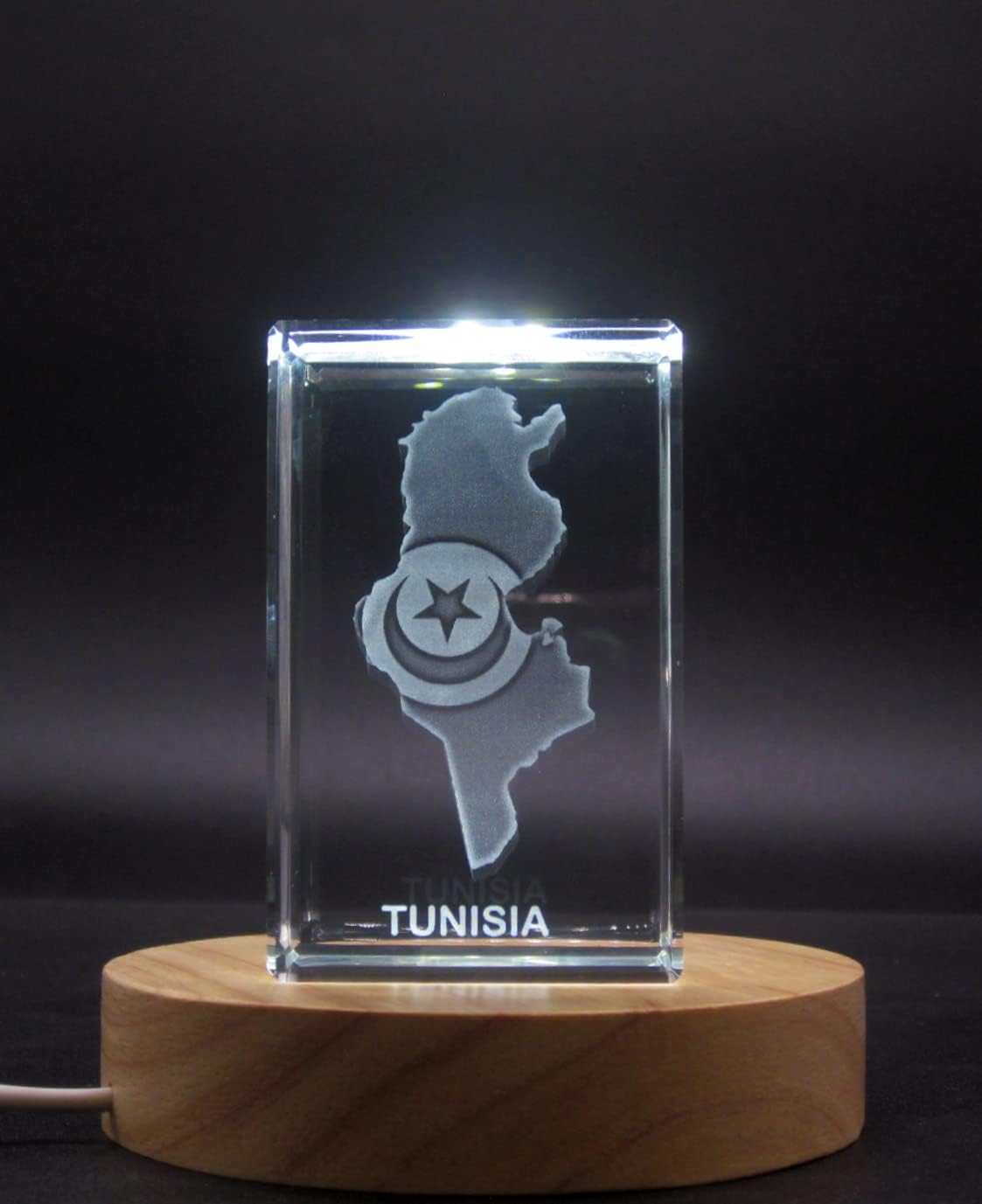 Tunisia 3D Engraved Crystal Keepsake