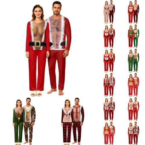 3D Funny Printed Christmas Matching Pajamas for Couples Santa Costume Pjs - image 1