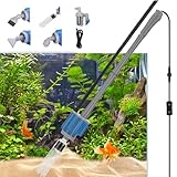 CISSIYOG Elektrischer Aquarium Sauger Mulmsauger, 6 in 1 Aquarium Reinigungsset, 20W Kiesreiniger Wasserwechsler SandwäScher mit 95cm Grifflänge