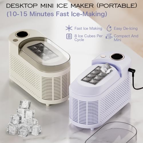 Mini máquina de hielo portátil con adaptador 12V y 8 cubos BPA-Free miniatura 7