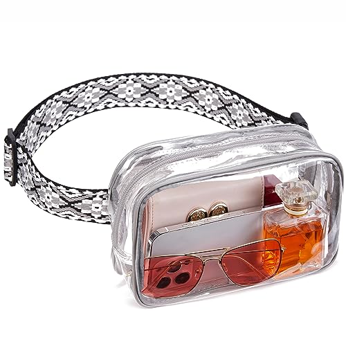 Telena Clear Fanny Pack Clear Bag for Stadium Events Crossbody Bag Purse Approved for Concerts with Adjustable Strap Grey