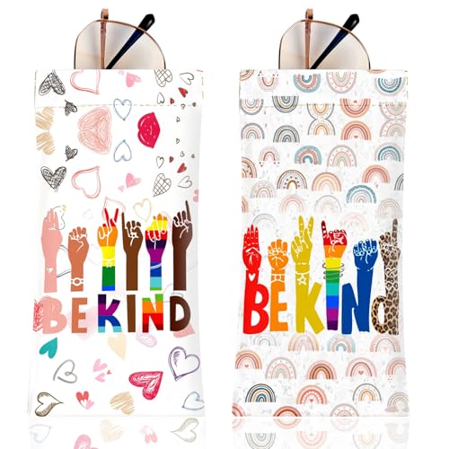 Image of Anikathy 2Pcs Sunglass Eyeglass Glasses Case Soft PU Leather with Cleaning Cloth Portable Glasses Pouch Bag for Men Women