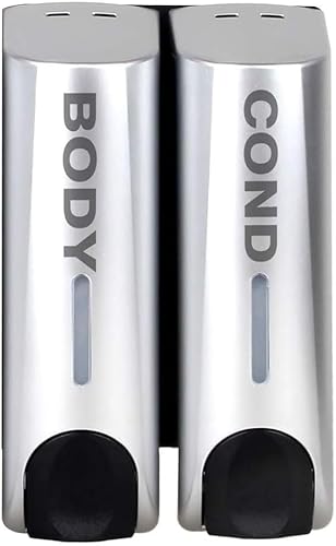 Dispensadores de ducha de baño, paquete de 2 dispensadores de jabón, dispensador de champú para hogar, cocina, hotel, plateado