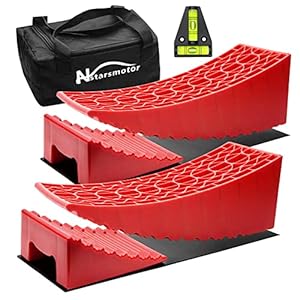 Camper Leveler 2 Pack for Travel Trailers with RV Curved Levelers, Support Two Axles, Up to 35,000lbs, Upgraded Anti-Slip Texture Design RV Leveling Blocks for Fifth Wheels