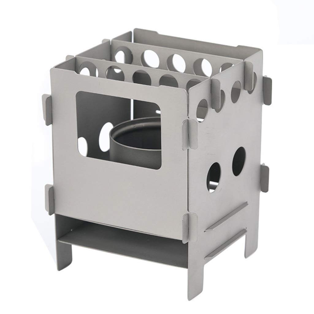 Réchaud de camping Réchaud à bois en titane pur pliable portable Réchaud à alcool léger pour le camping en plein air Randonnée Pique-nique BBQ Réchauds de camping ( Couleur : Argent , Taille : 9.2*9