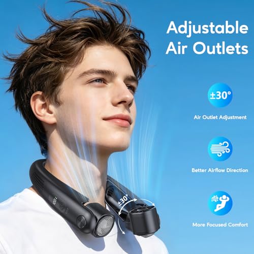 Portable Neck Fan with Cooling Plates, 6000mAh Rechargeable Fan,1-100 Speed by Yannovus - Used condition - Image 5