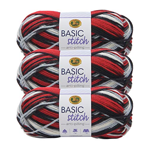 Image of Lion Brand Yarn Basic Stitch Anti-Pilling Yarn for Crocheting, Knitting, and Crafts, Buffalo Hill, 3 Pack