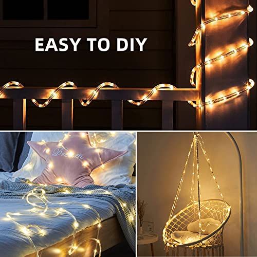 Lightnum Battery Rope Lights 40Ft 120 Led Rope Lights Outdoor Waterproof Battery Operated Rope Lights With Remote 8 Modes Tube Lights For Camping Party Halloween Christmas Decoration (Warm White) #TOP5
