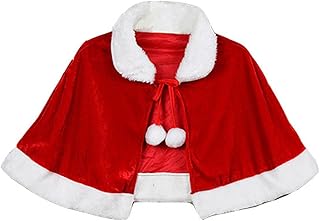 Christmas Cape Mrs Santa Claus Velvet Shawl Xmas Short Cloak Party Cospl...