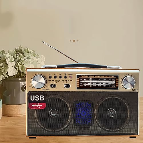 JOSBY Radio cassette rétro Bluetooth, lecteur CD, style classique des années 80, radio FM DSP, lecture stéréo, prise en charge de carte TF/SD/USB, rechargeable par USB, pour les réunions de famille,