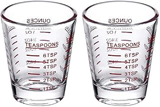 Shot Glasses Measuring Cup Round Liquid Heavy Glass Espresso Shot Glasses 1 OZ 4 Features (2Pack-Red 30ml)