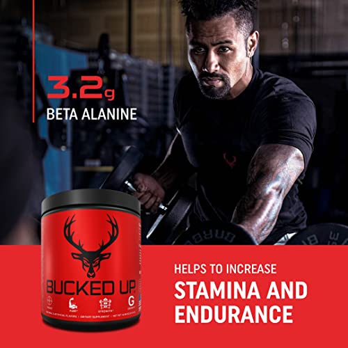 Bucked Up - Woke - HIGH STIM Pre Workout - Best Tasting - Focus Nootropic, Pump, Strength and Growth, 30 Servings (Blue Raz)