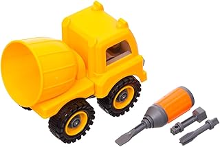 لعبة عربة بناء يدوية التجميع مع مفك للأطفال، مجموعة مكونة من 4 قطع - متعددة الألوان