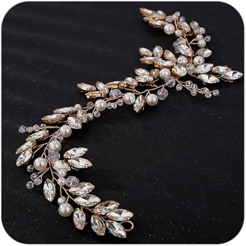 Diadema de diamantes de imitación con perlas de cristal, diadema de vid hecha a mano, accesorios para el cabello de boda, accesorios para el cabello