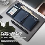 VULKIT Etui na karty kredytowe z blokadą RFID, portfel wyskakujący z prawdziwej skóry z przegródką na banknoty, okienkiem na dowód osobisty, kieszenią na monety i magnetycznym zamknięciem, Pierwszy