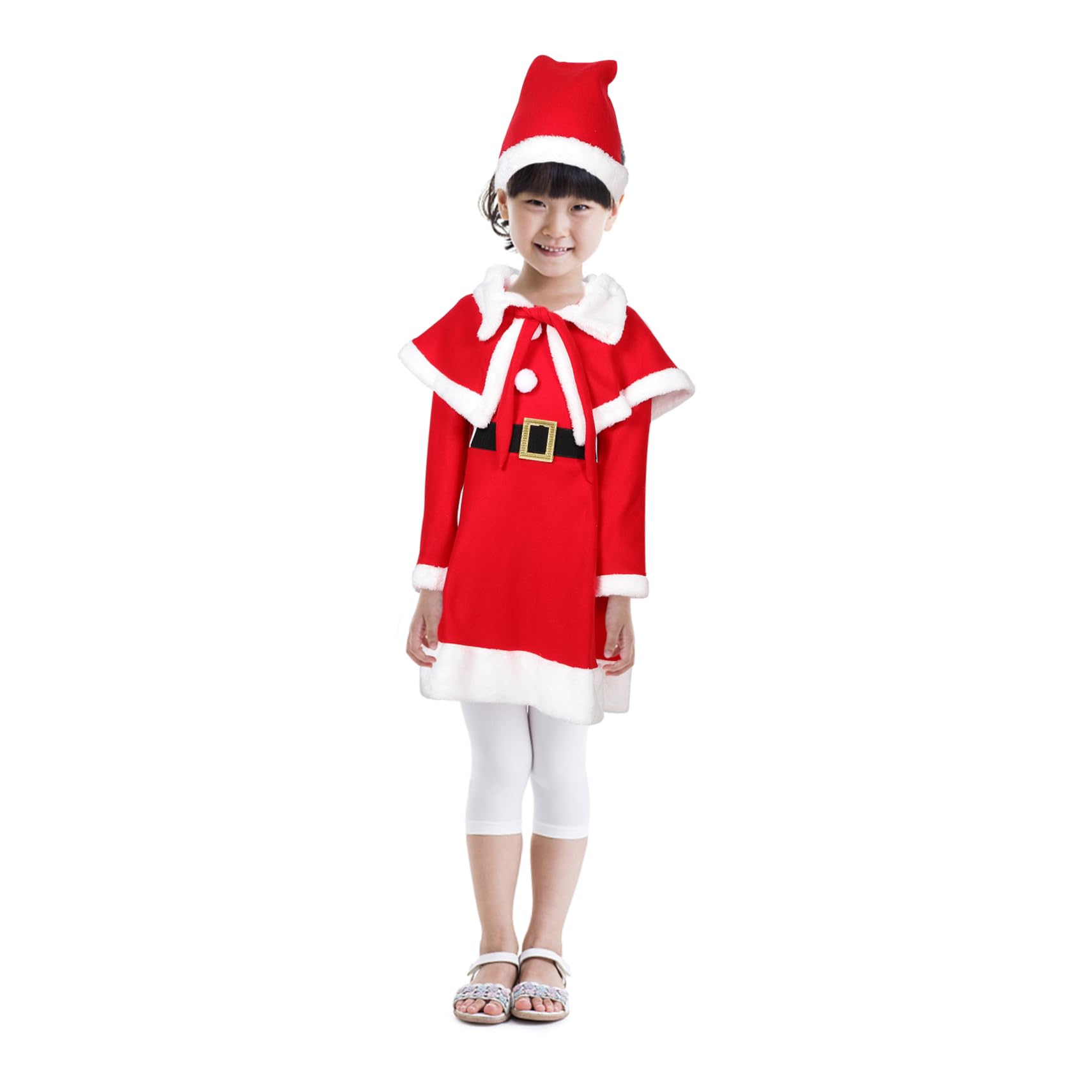 LIFKOME Costume di Natale per Ragazze con Abito Sciarpa e Cappello per Feste Natalizie Realizzato in Morbido Poliestere