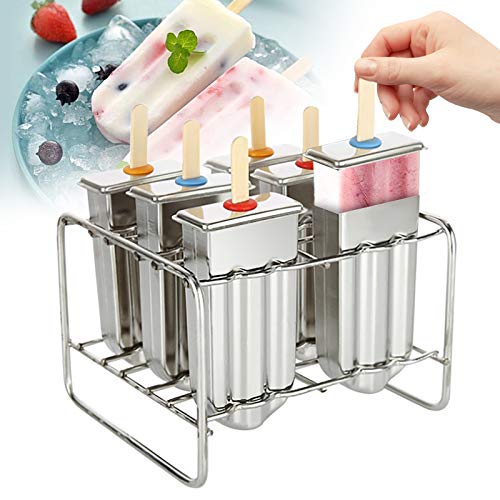Stainless Steel Popsicle Molds, 6 Popsicle Makers Reusable Stainless Steel Sticks Ice Pop Mold for Kids and Adults