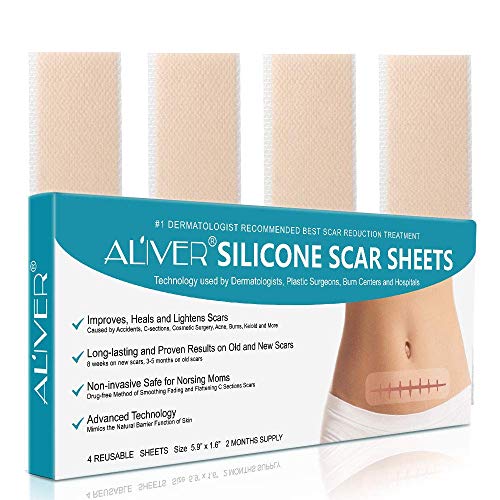 Professional Silicone Scar Sheets,Soften and Flattens Scars Resulting from Surgery, Injury, Burns, Acne, C-section and more, Soft Silicone Scar Strips, 5.9