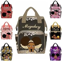 InterestPrint Custom Diaper Bag with Name, Personalized Monogram Baby Bag Laptop Backpack for Girls Customized Nursing Bags Shoulders Bag Casual Daypack for Women